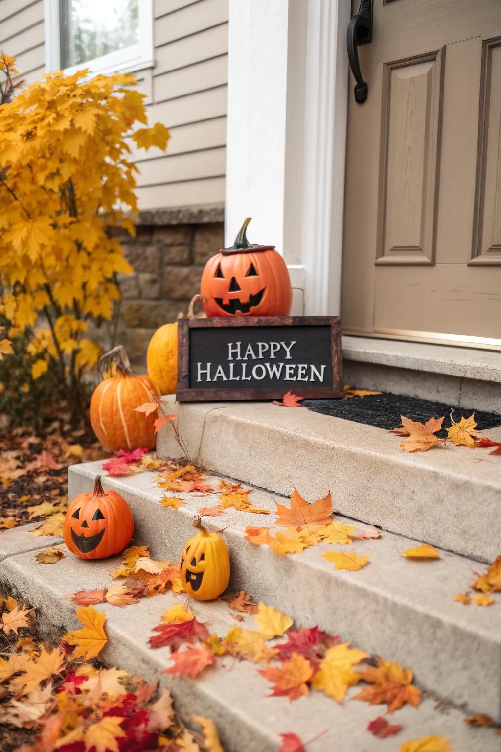 An inviting layout of cucurbits and a Halloween message.