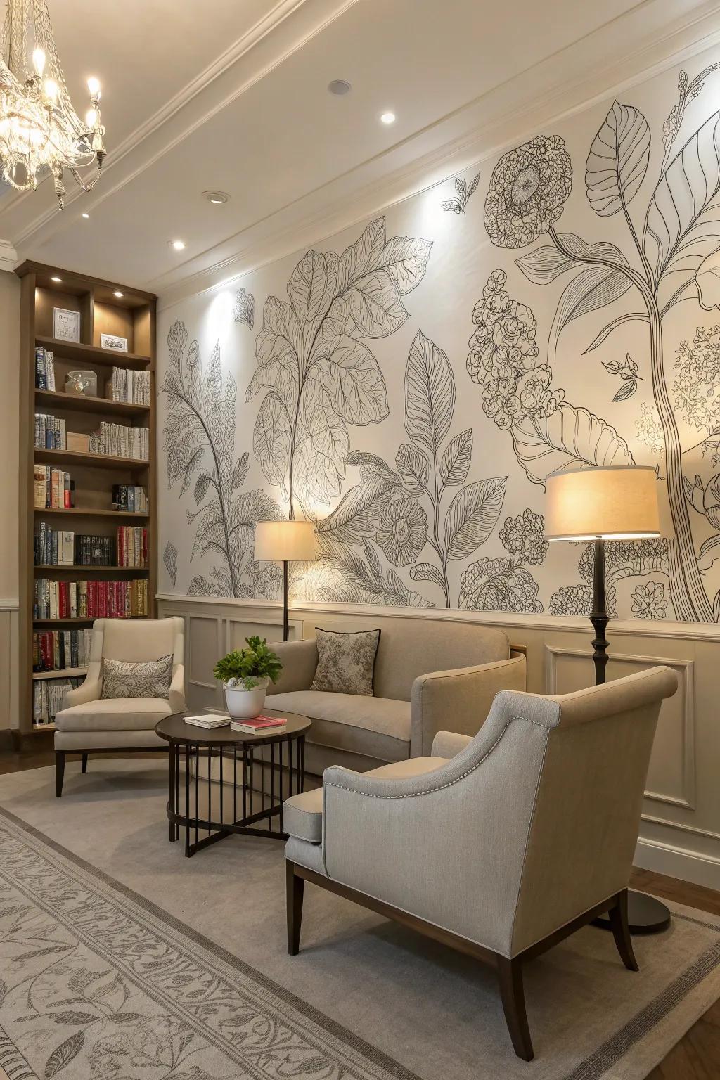 Monochrome patterns lend a refined touch to this study.