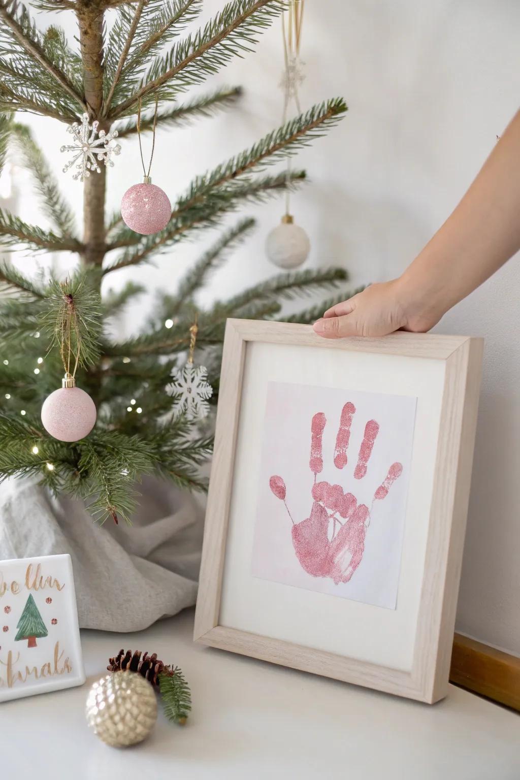 Capture the magic of the holidays through baby's handprint art&mdash;a keepsake to treasure forever.