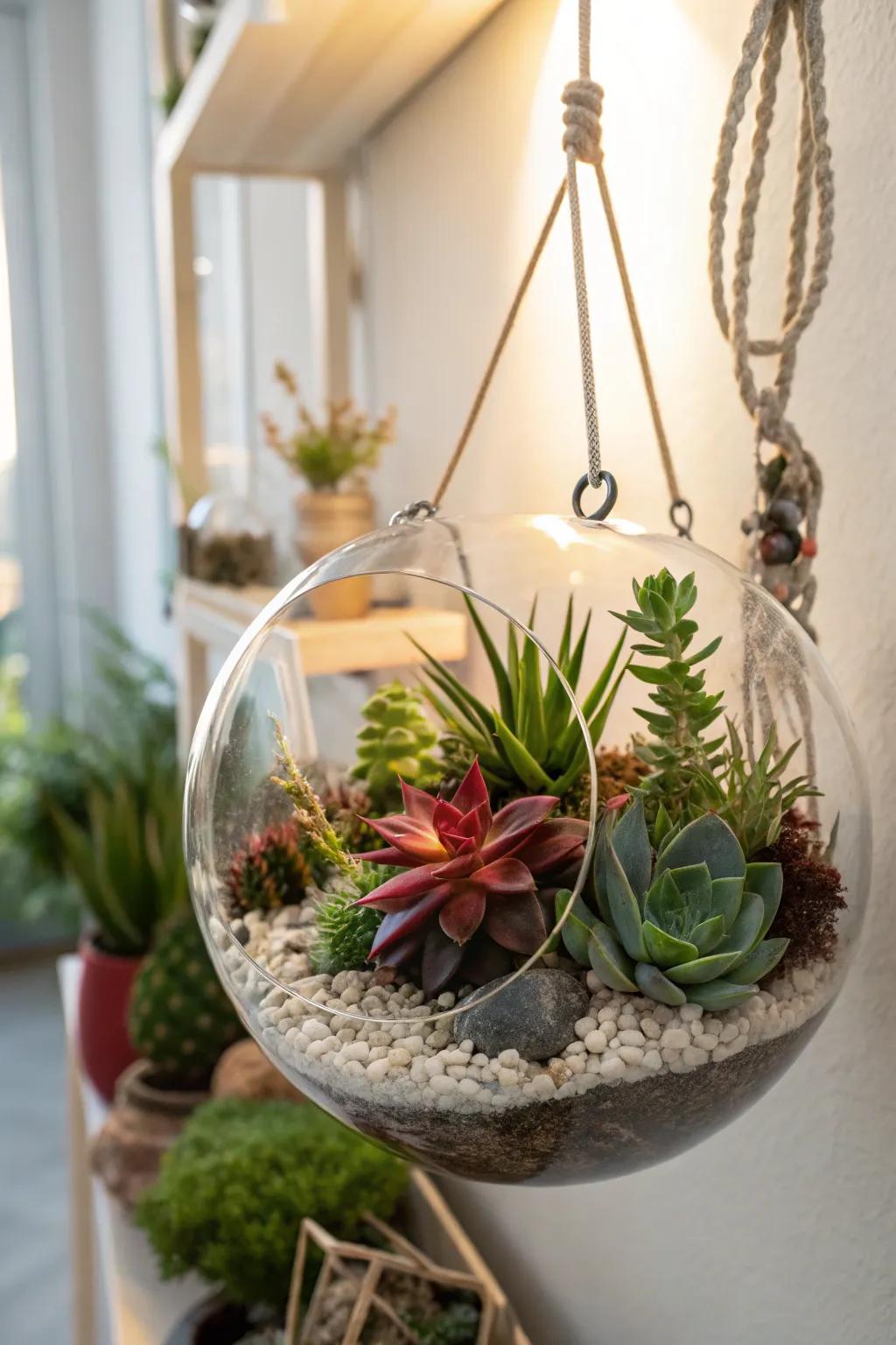 A colorful mix of cacti crafting a lively planter display.