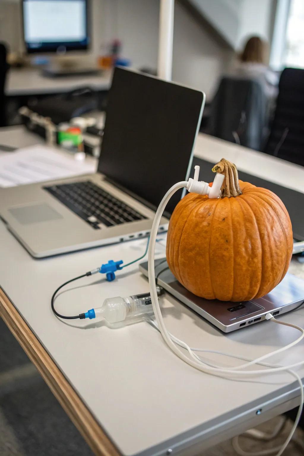 A ventilation device pumpkin that skillfully unites technology with autumn decor.