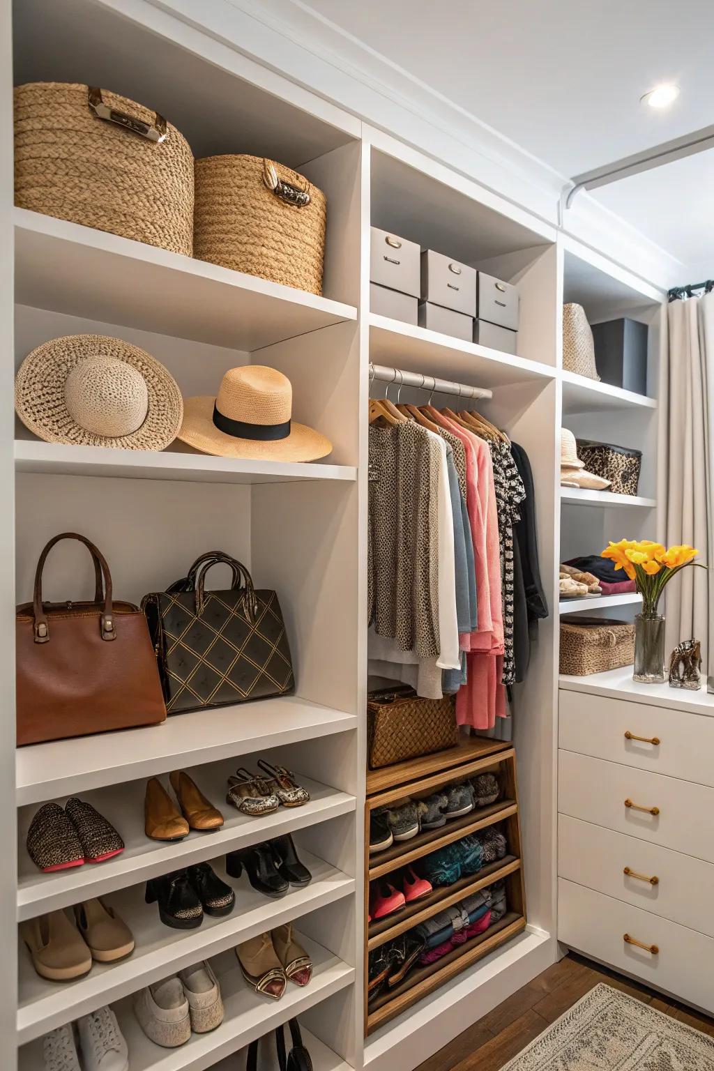 Open shelves provide easy access and display for your favorite items.