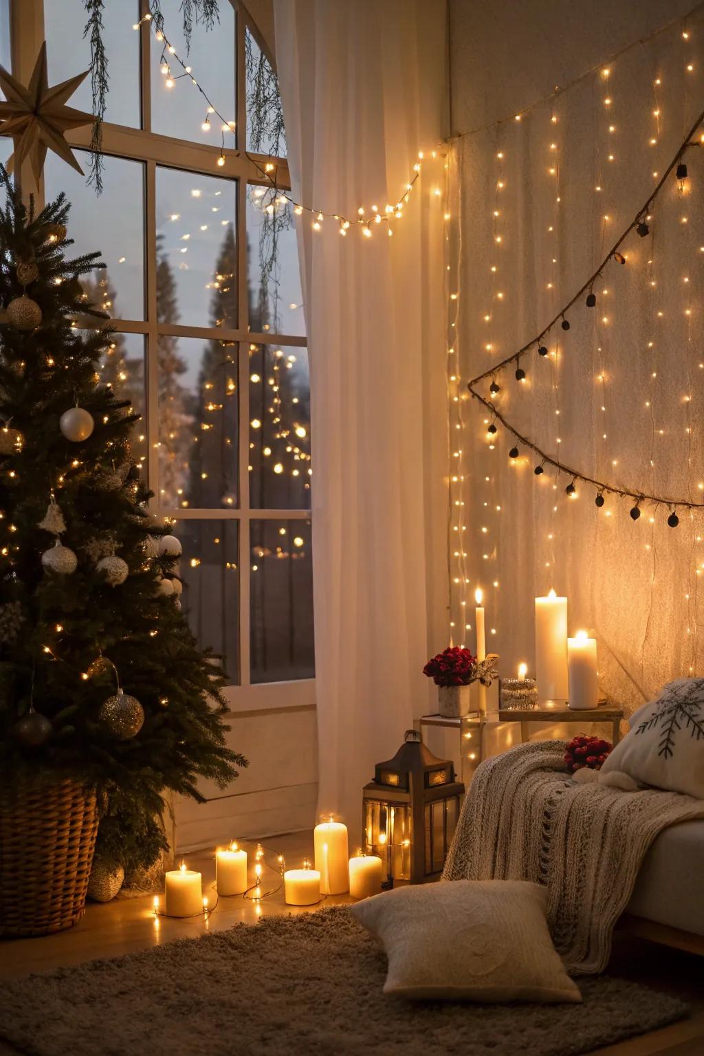 Soft radiance establishes a captivating festive atmosphere.