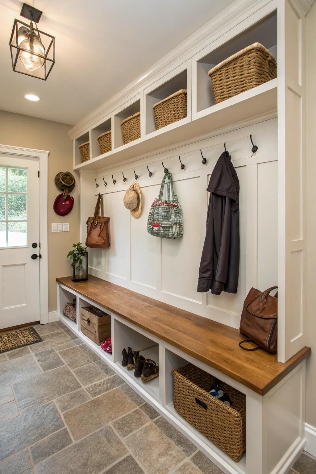 A functional mudroom that helps maintain a tidy home.