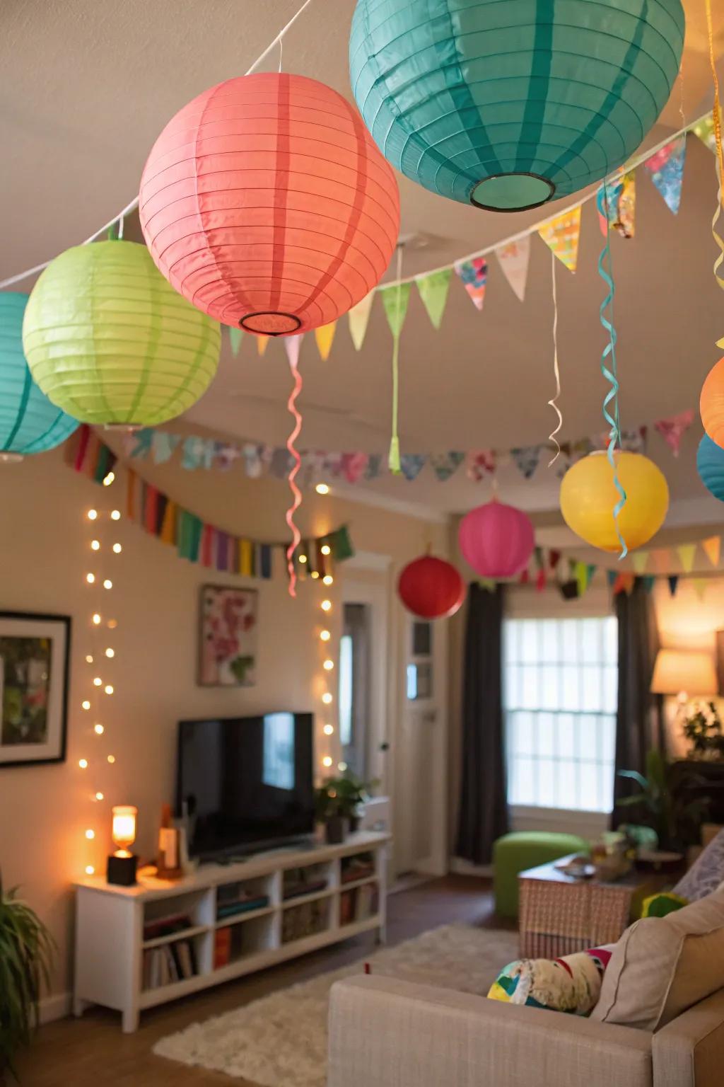 Economical decorations injecting charm into the party setting.
