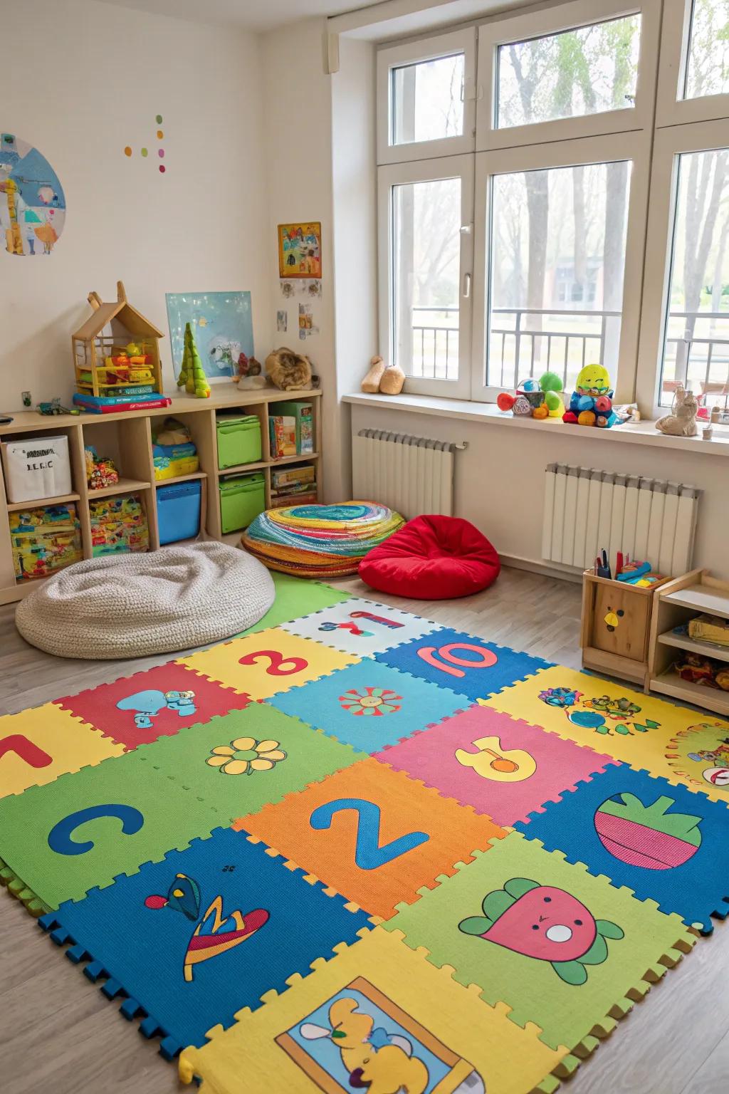 Interactive activity mats provide a secure and enjoyable play area for children.