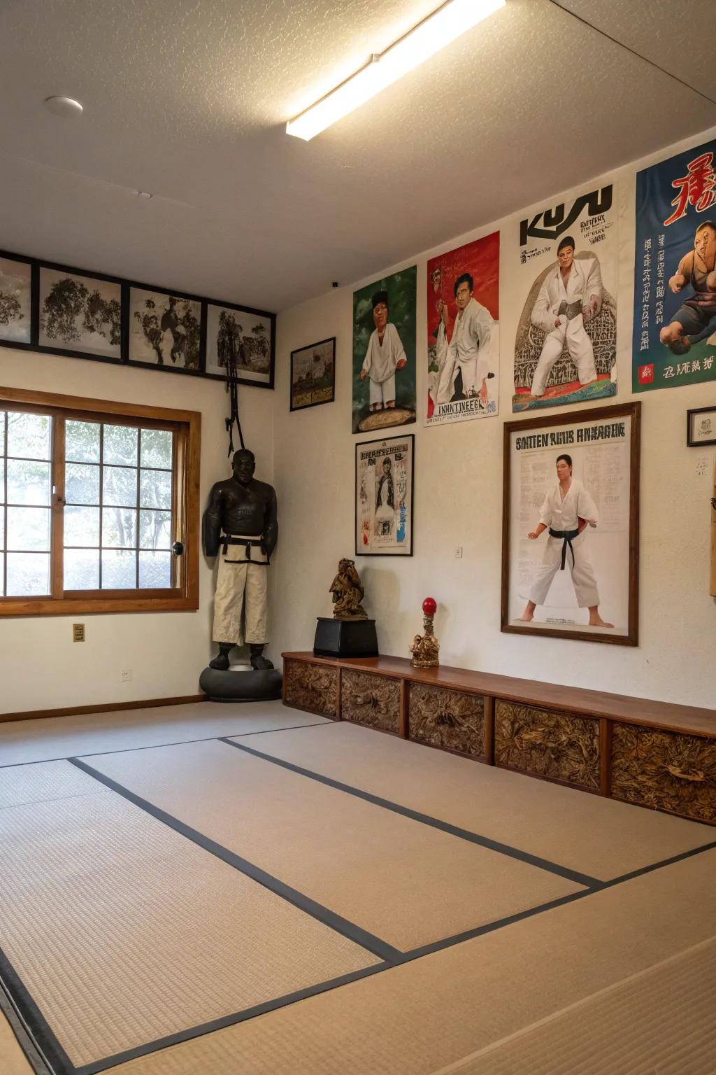 Decorative elements add a personal touch and inspiration to your dojo.
