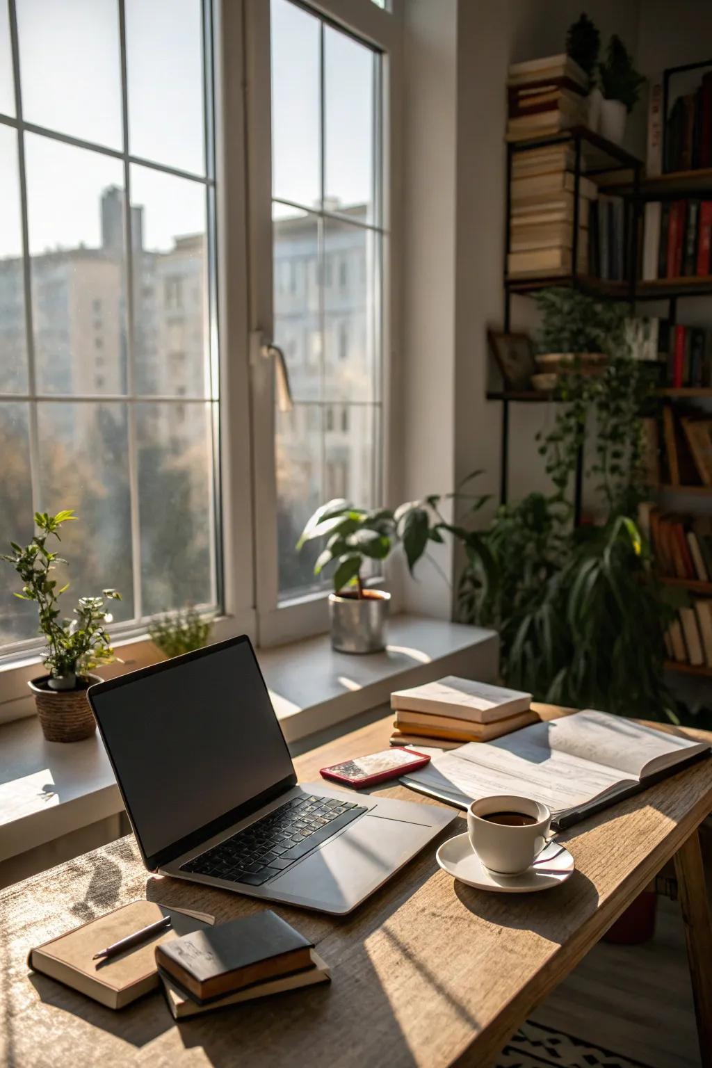 Pure brightness enhances both productivity and attitude in your home office.