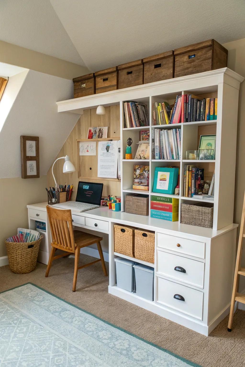 Furniture serving several roles introduces functionality and design to any homeschooling setting.