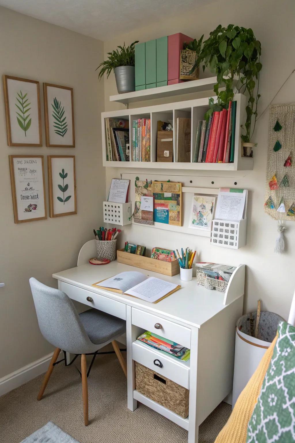 Utilizing wall space helps ensure your homeschool room stays organized.