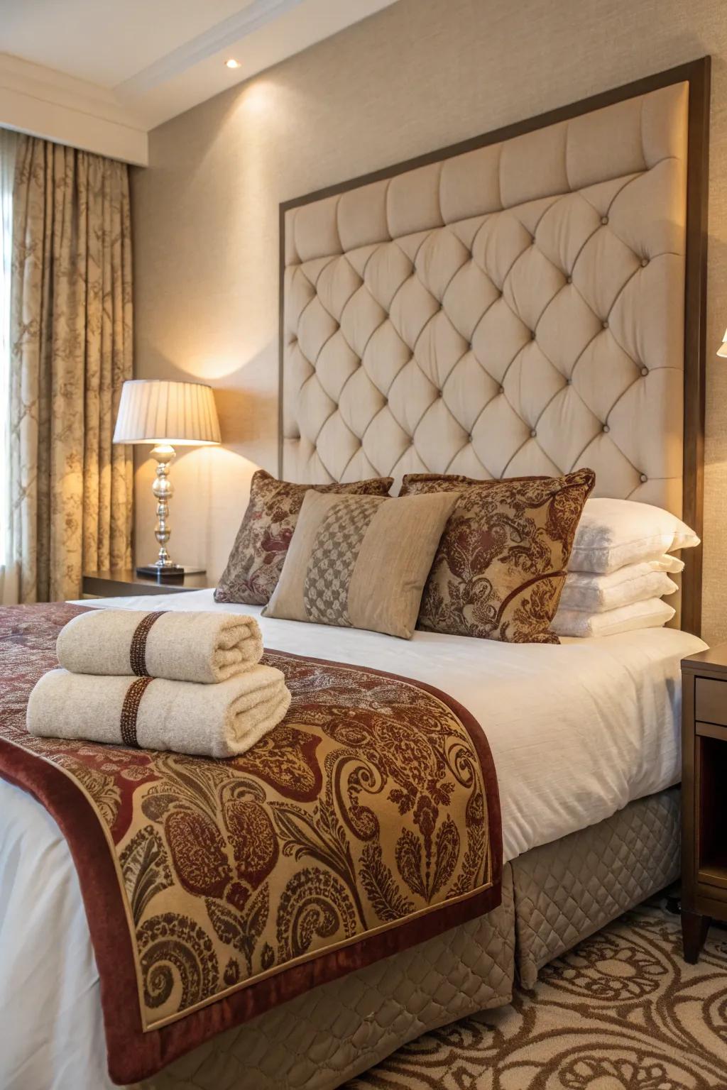 Deluxe fabrics contribute layers of comfort and luxury to an interior.