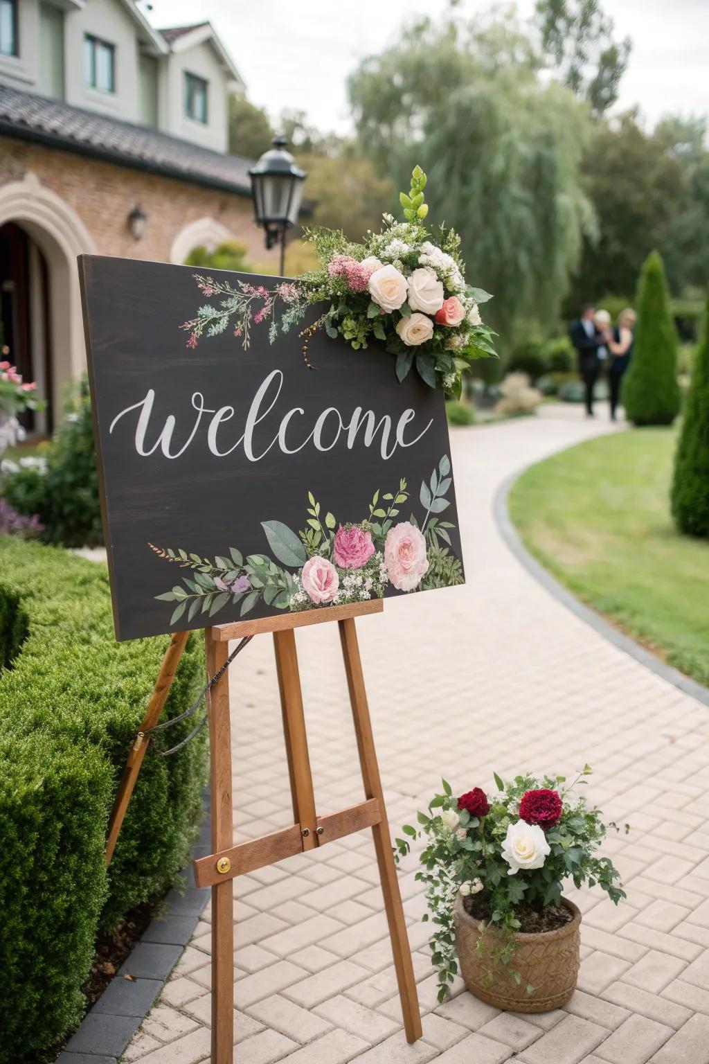 A captivating greeting display to receive housewarming attendees