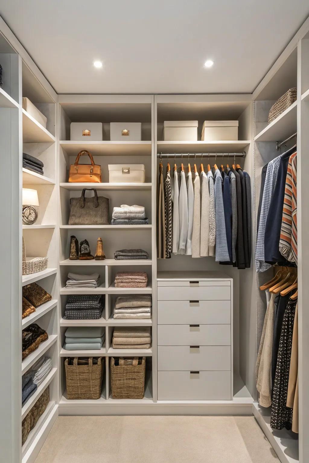 Create designated areas for different categories to make daily routines easier.