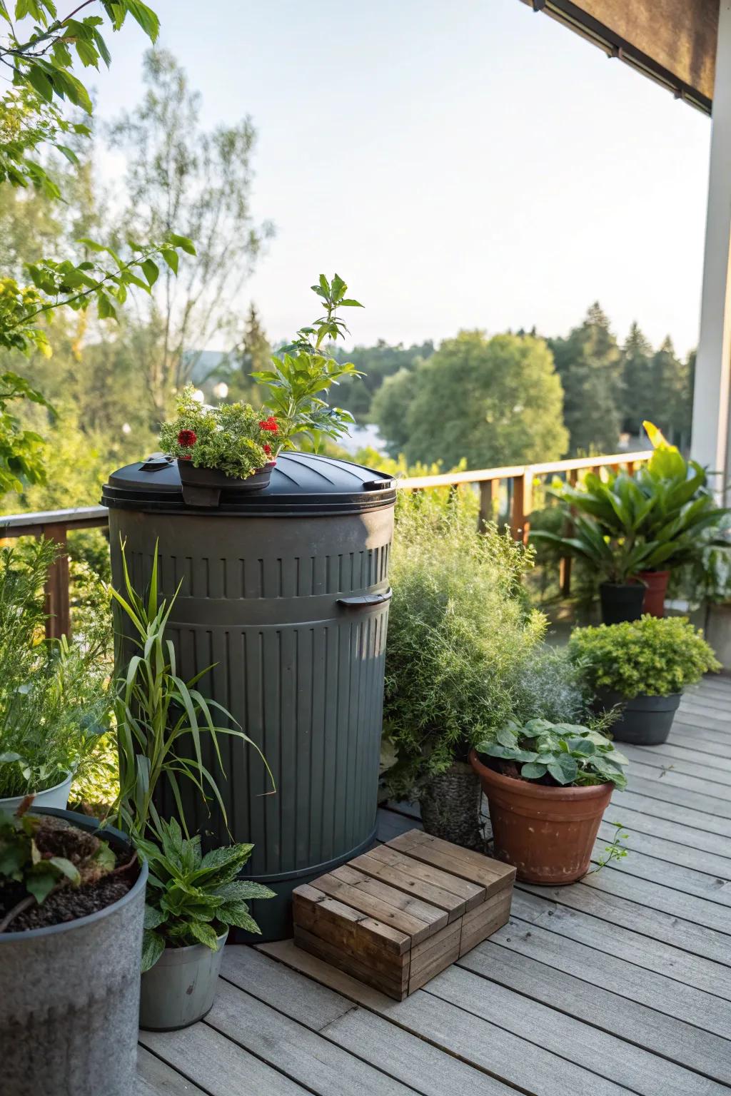 This space-saving compost bin, fashioned from a waste can, is ideal for patios and small spaces.