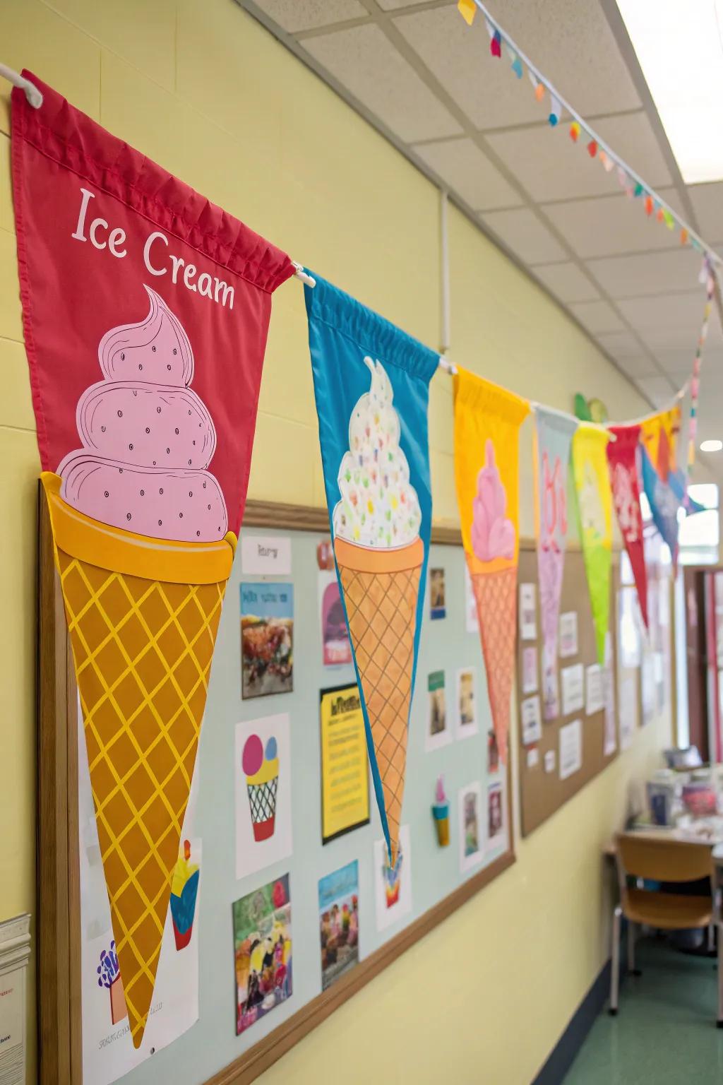 Brighten up your display with cone-shaped banners.