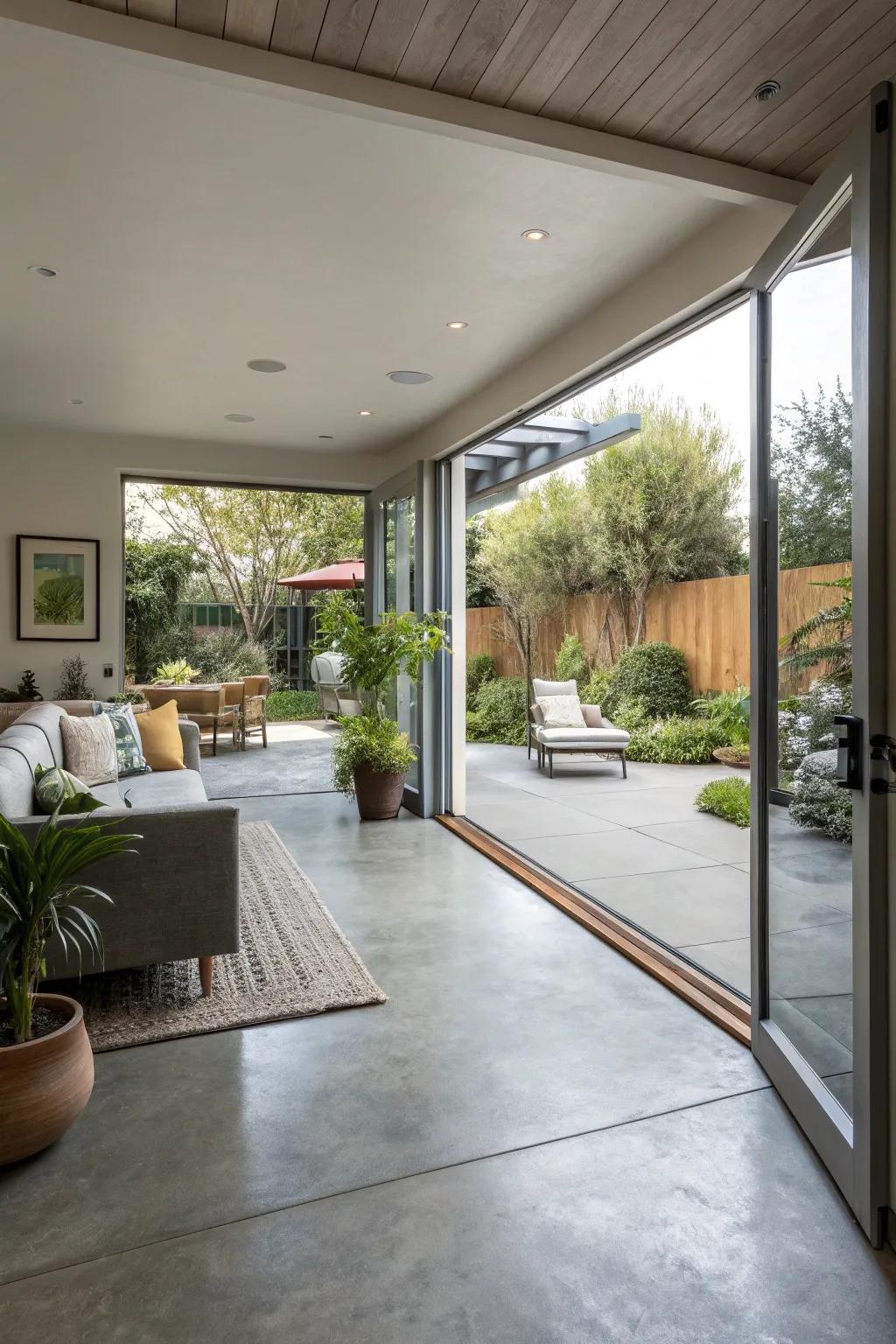 Concrete floors can create a seamless indoor-outdoor flow.