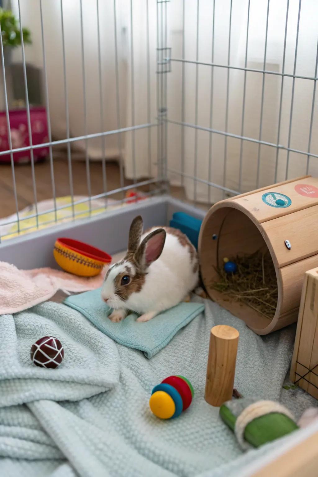 Toys and puzzles keep your rabbit engaged and happy.