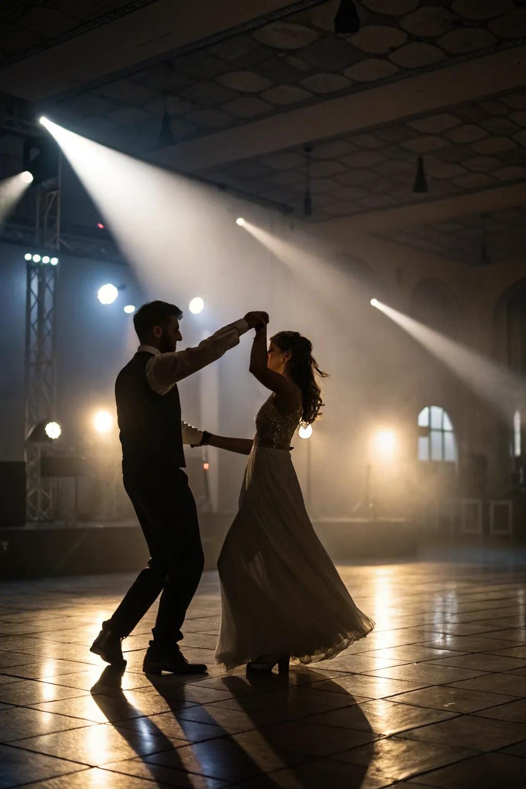 Striking illumination records the elation of the primary waltz.