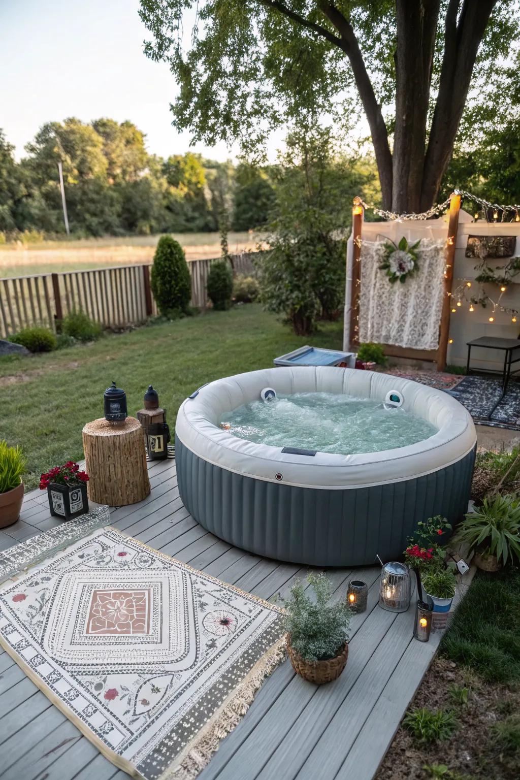 Exterior decor imparts charm to the hydro-haven space.