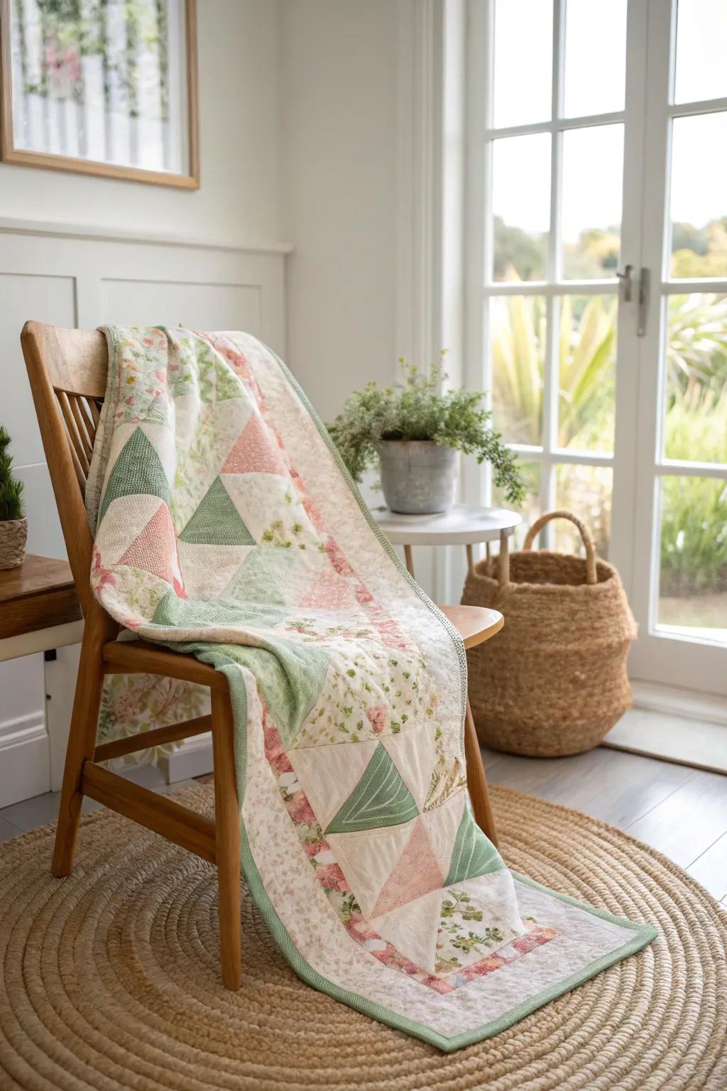 Step into serenity with our 'Floral Trail' quilt&mdash;where artistry meets nature's elegance.