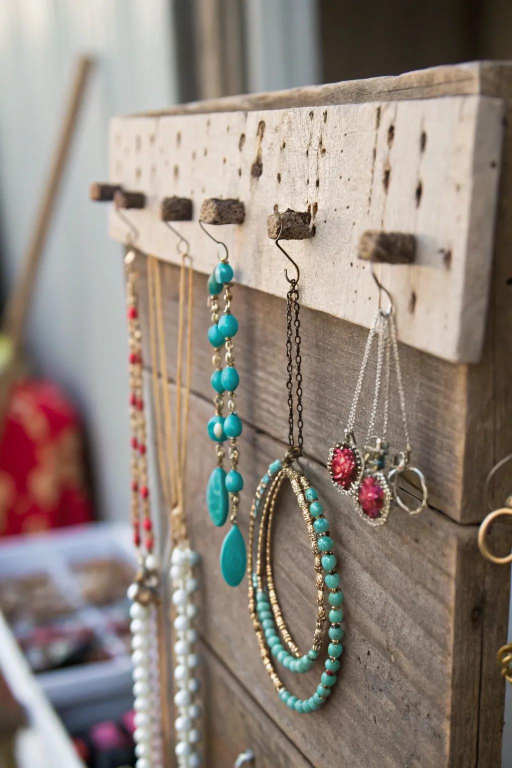 Homey self-made jewelry space