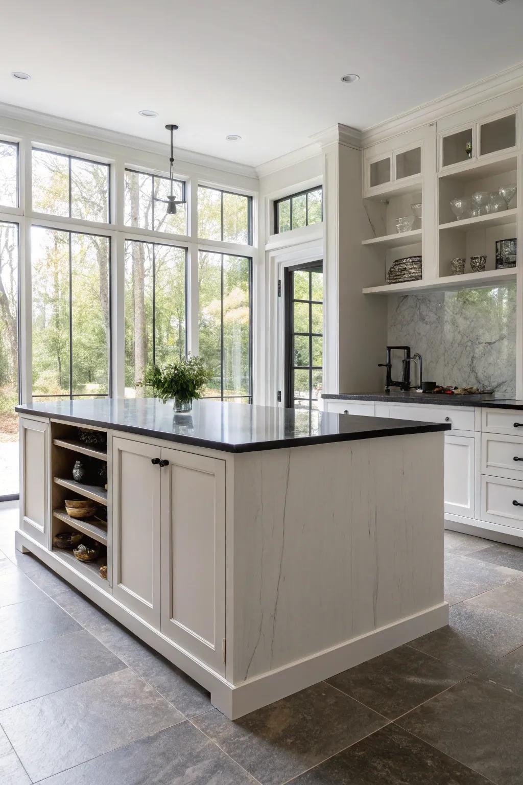 Uncluttered lines and minimalist design foster a polished and contemporary appearance for this cooking island.