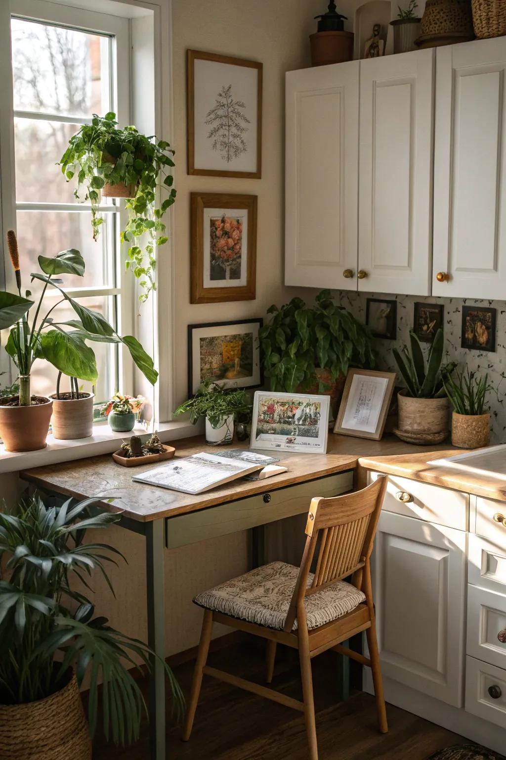 Individual touches such as artwork and plants make your nook more inviting.