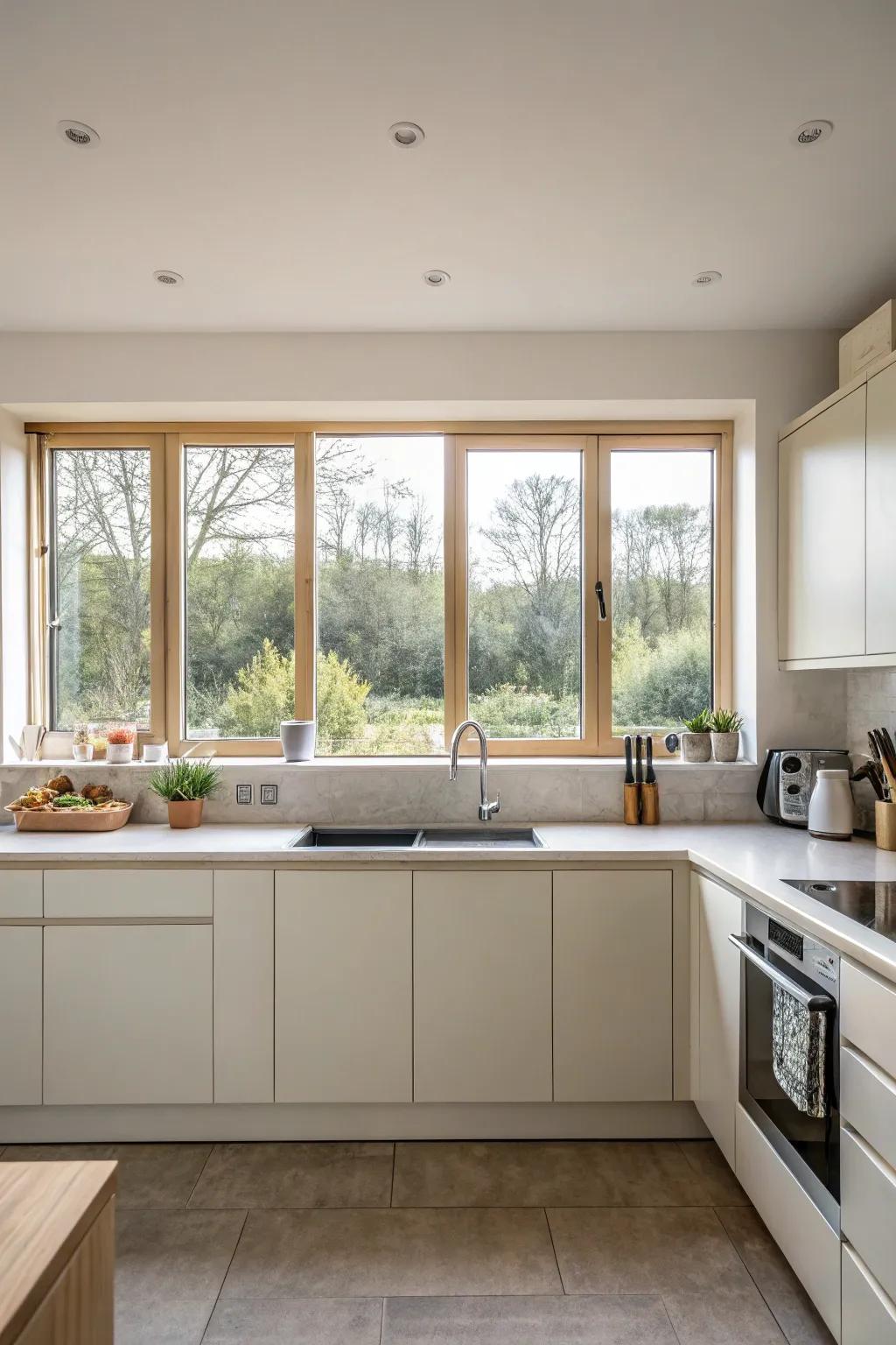 A chic culinary space distinguished by horizontally mobile panes.