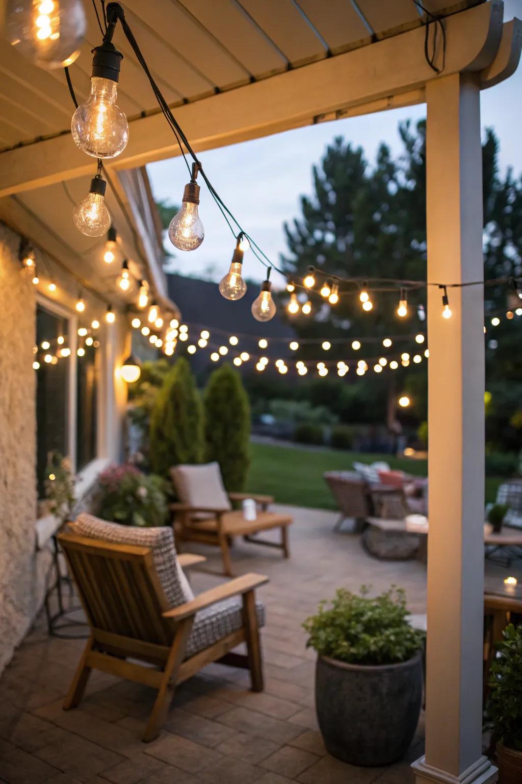 Filament strands render outdoor locales magical and inviting.