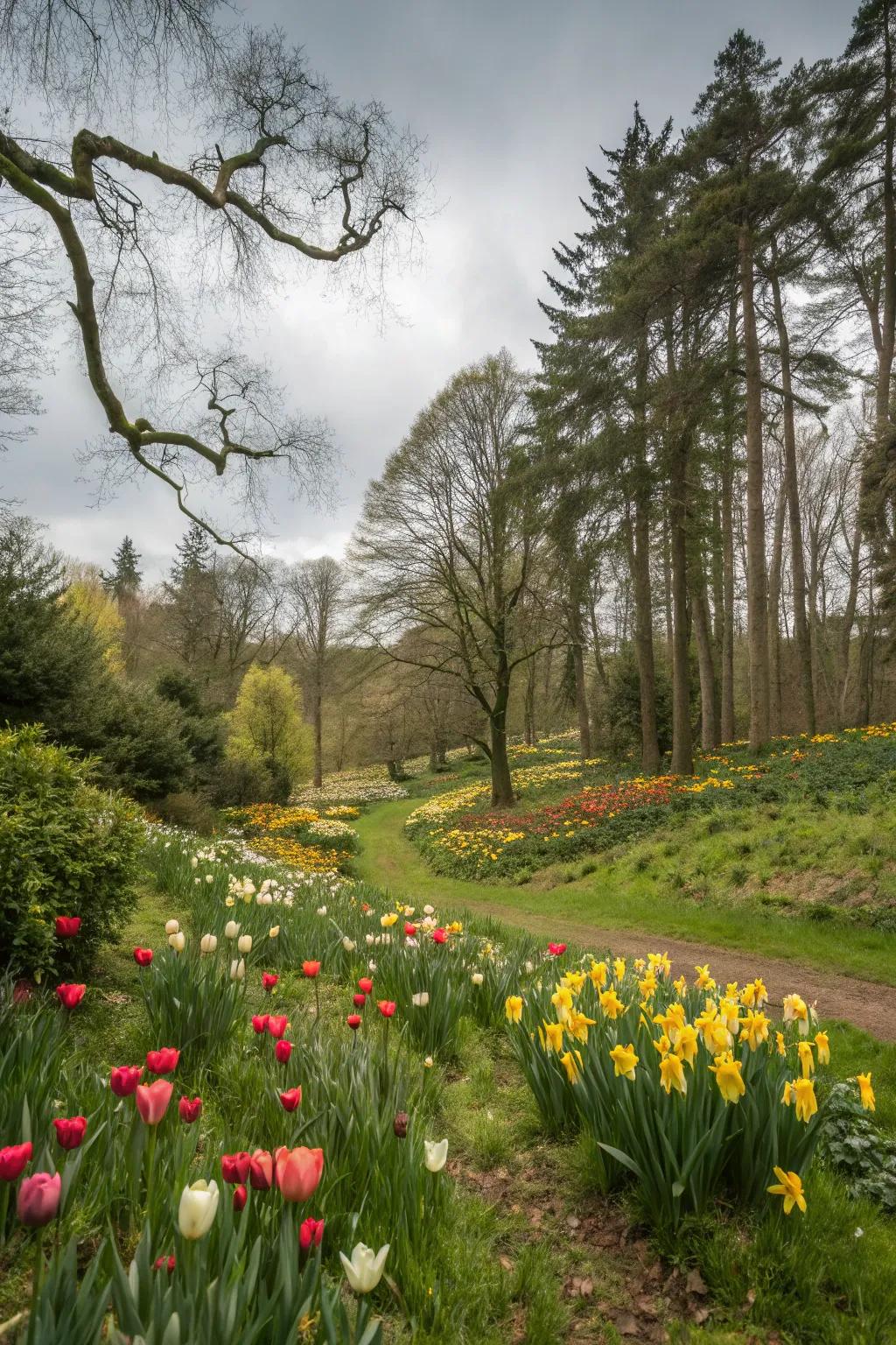 A naturalistic garden setting with <strong>blossom rockets</strong> and <strong>golden trumpets</strong> blending into the setting.” loading=”lazy” class=”pimg”>
	</picture><figcaption>A naturalistic garden setting with <strong>blossom rockets</strong> and <strong>golden trumpets</strong> blending into the setting.</figcaption></figure>
<p>For a more natural appearance, plant <strong>blossom rockets</strong> and <strong>golden trumpets</strong> in woodland-style locations. This strategy blends the blooms seamlessly into the setting, producing a tranquil escape.</p>
<h3>A few helpful options:</h3>
<ul class=