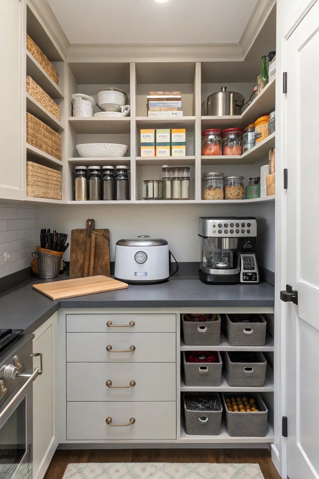 Surfaces in a pantry are great for extra prep space.