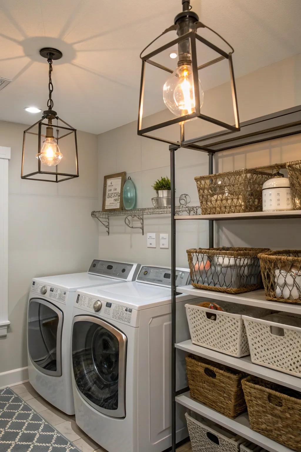 Mixing materials in lighting fixtures adds texture and interest.