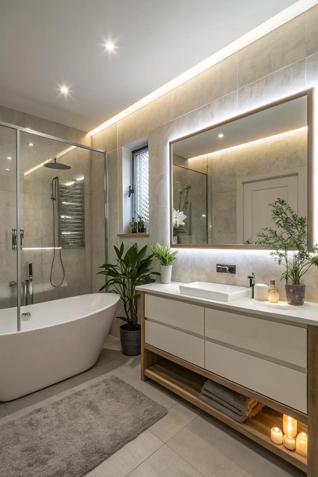 A light-emitting diode reflective surface casting an encompassing radiance that enhances repose.