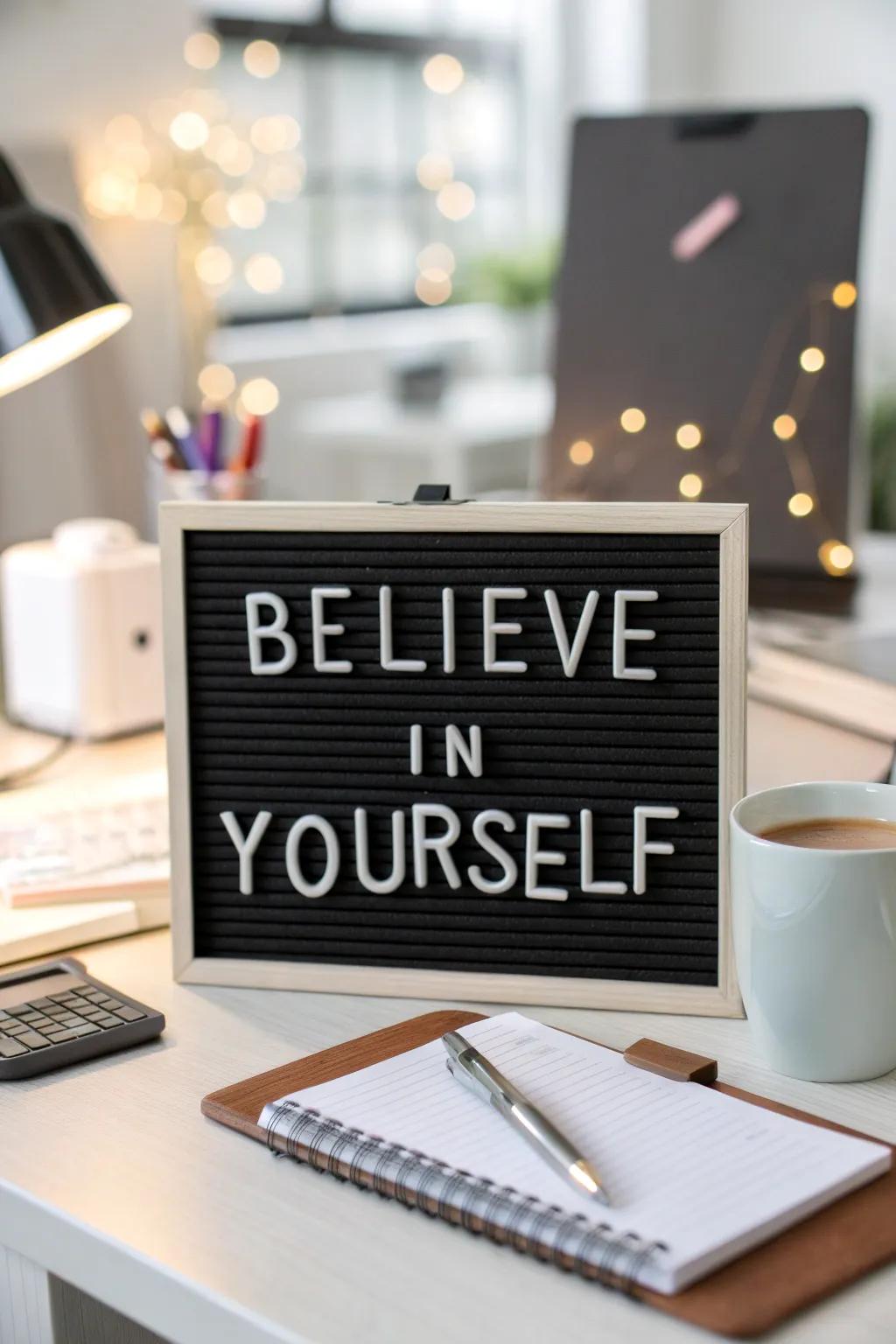 Keep your spirits high with inspiring quotes displayed on your letter board.