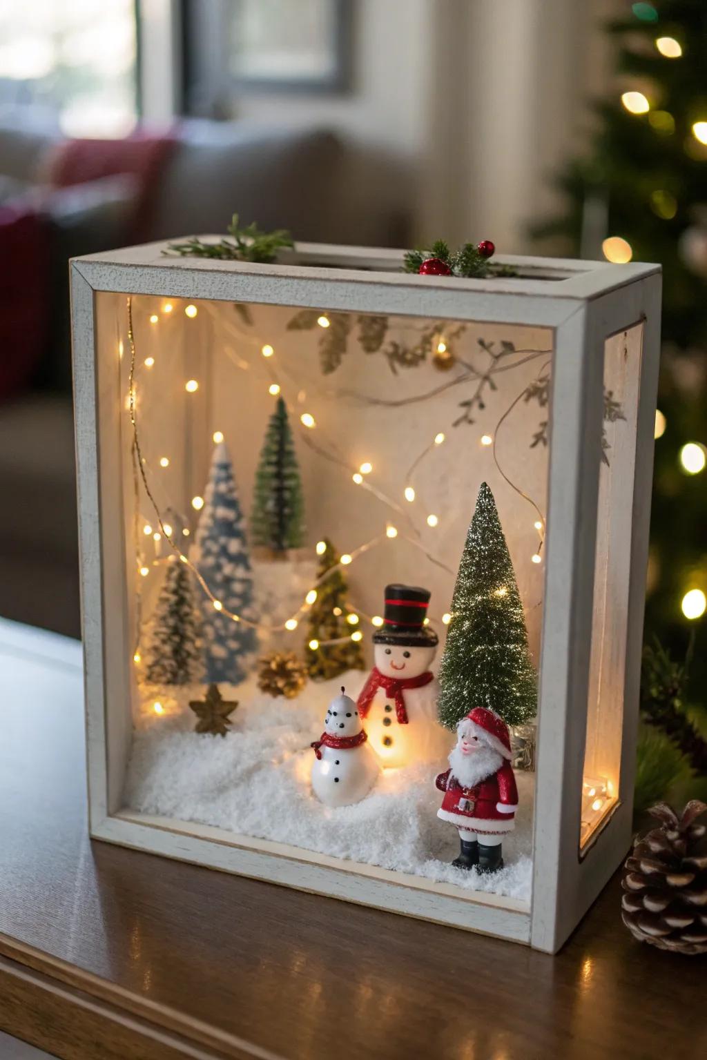 An elegant and economical Christmas shadow box