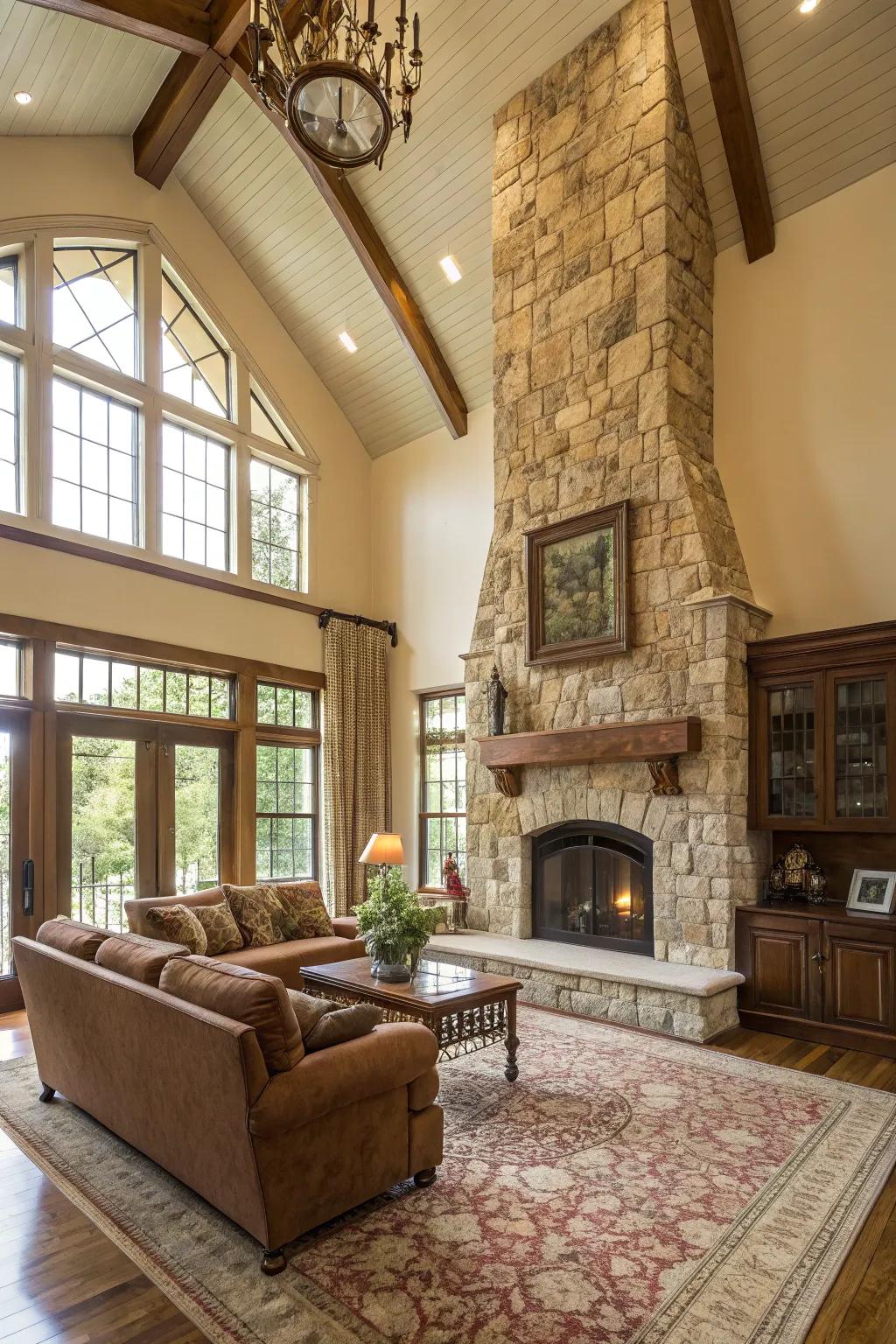High roofs matched with an amazing chimney make a sublime air.