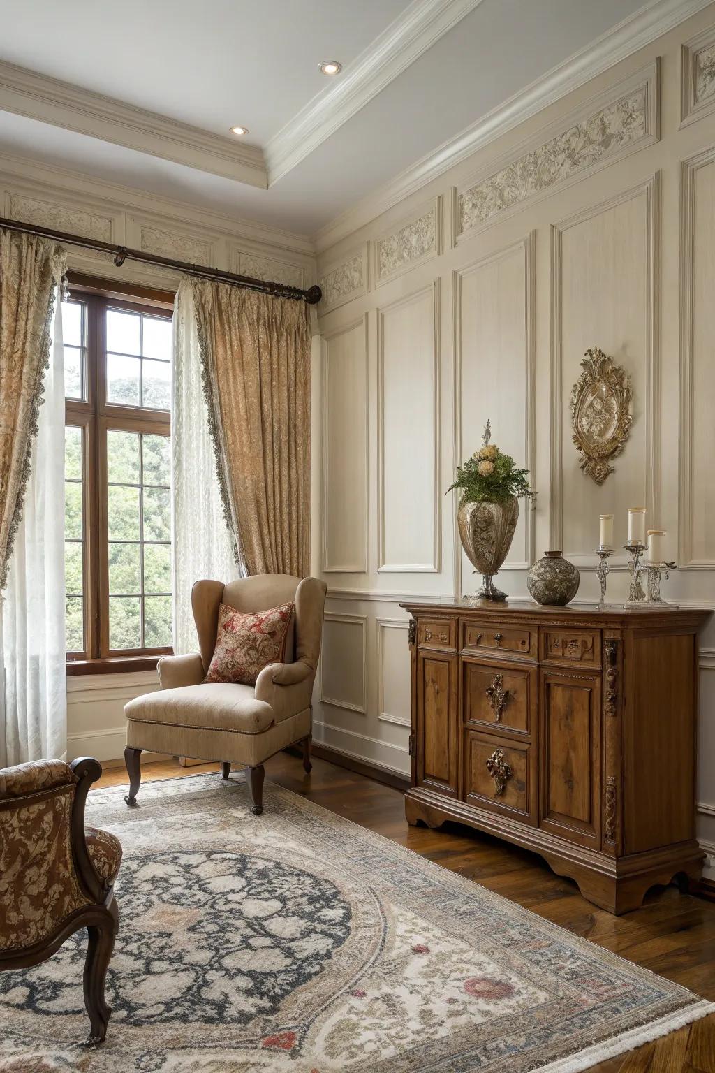 Wall paneling adds an enduring touch of class to any area.