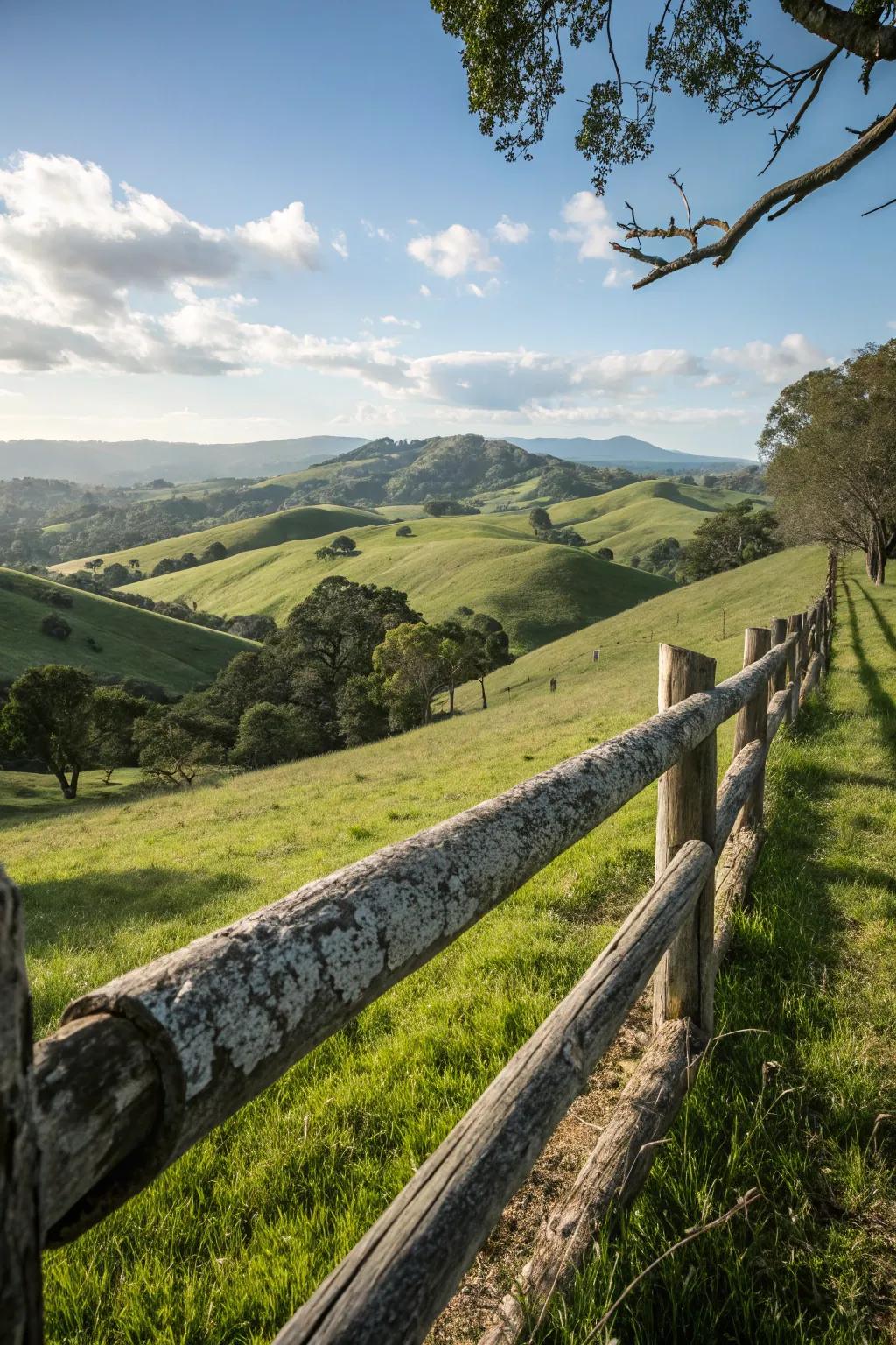 Log fences as natural backdrops to stunning vistas.