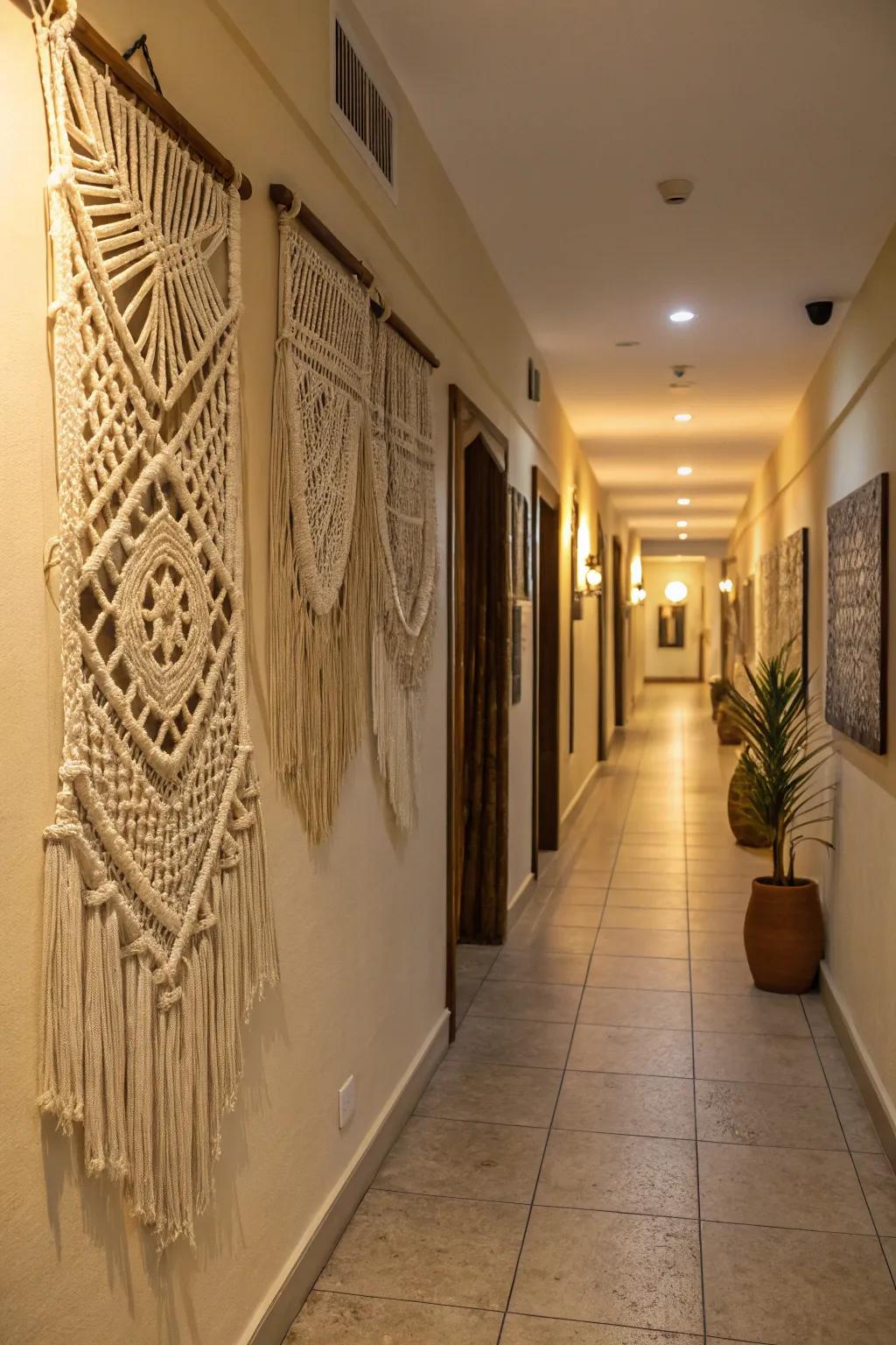 Knotwork cloth art adding nuance and character to a home.