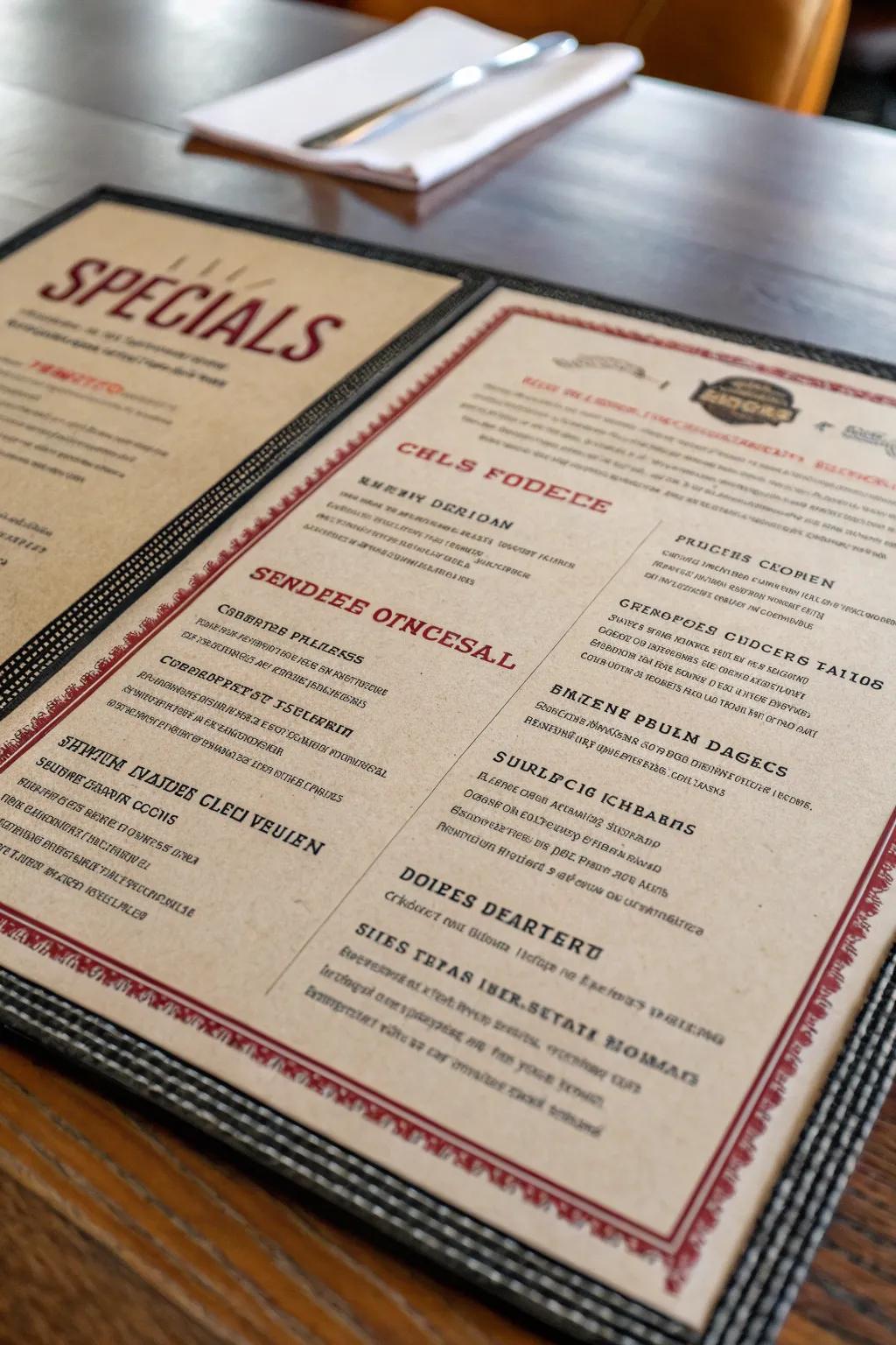 Specials merit their own attention with distinct design aspects.