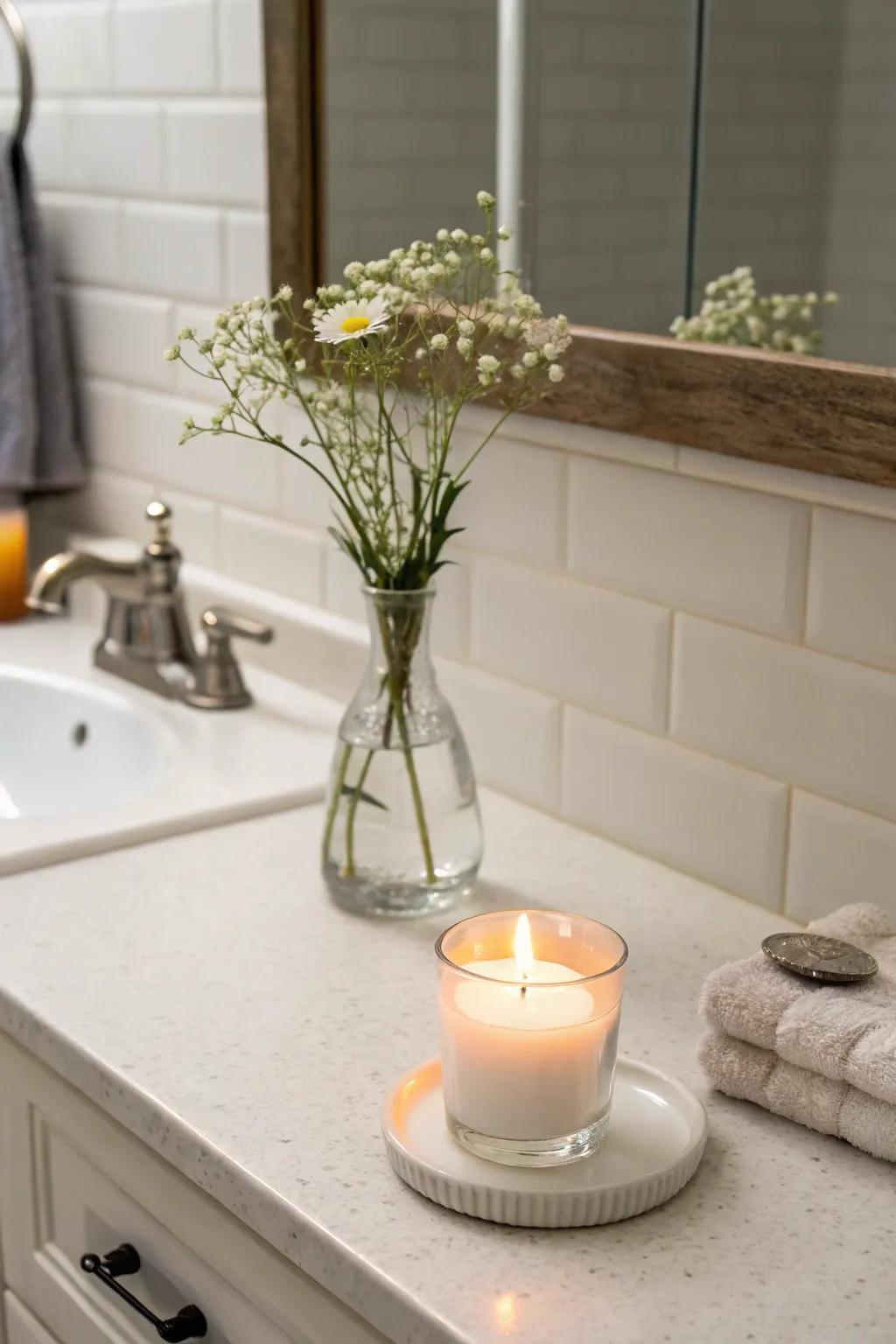 Subtle embellishments refine the bathroom's minimalist design.