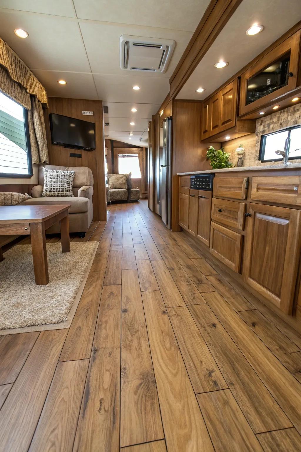 Composite timber flooring adds warmth and sophistication to any space.