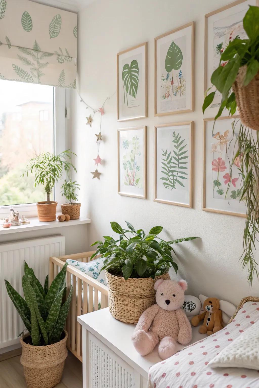 Natural accents foster a serene and vibrant atmosphere.