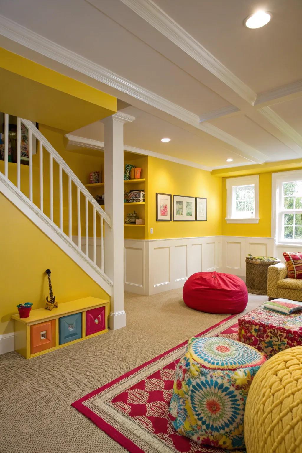 Sunburst brings cheer and vitality to your basement.