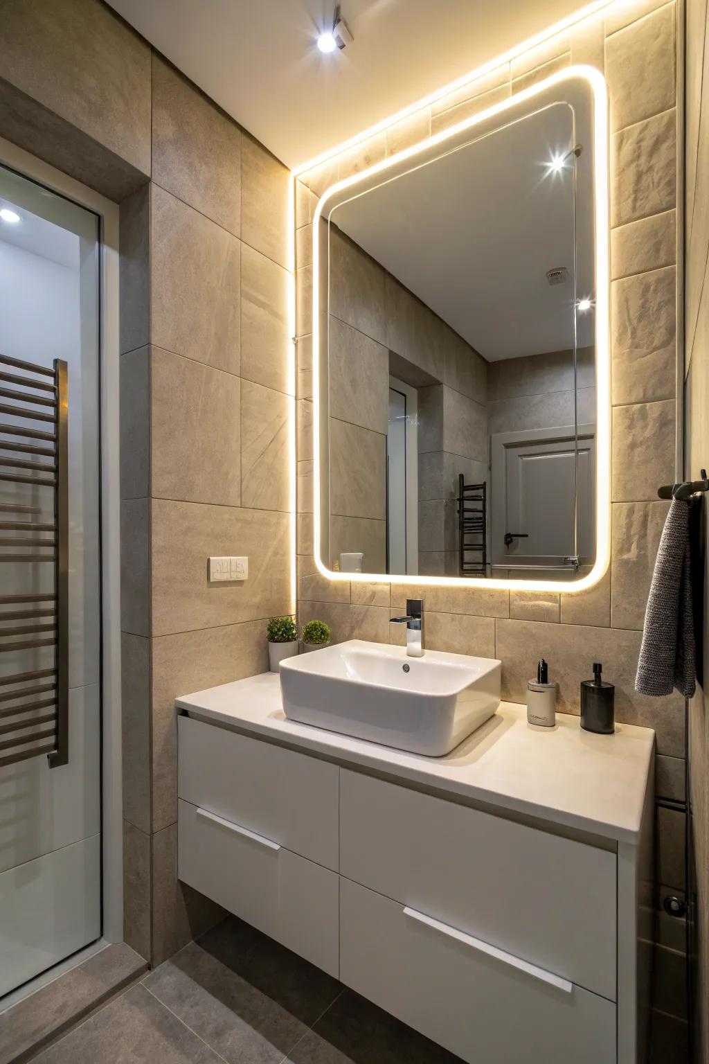 Integrated illumination enriches both the style and functionality of your bathroom.