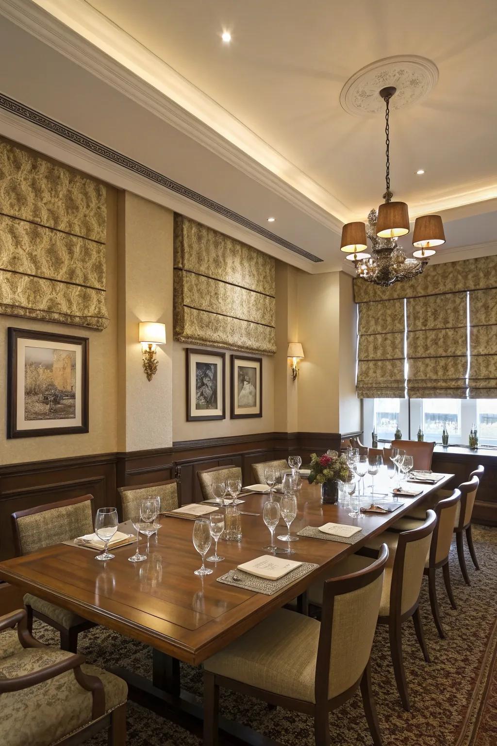 Regal Roman shades bring instant elegance to any room.