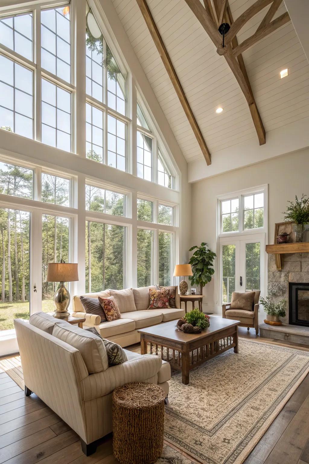 Elevated ceilings engender an airy, expansive atmosphere.