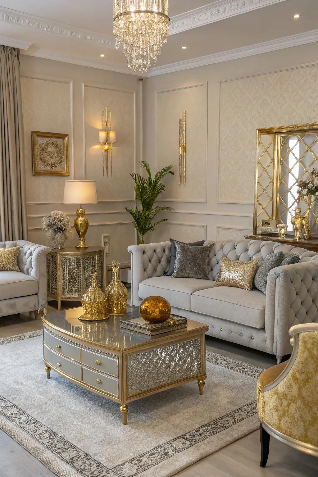 A seamless blend of contemporary and vintage designs in gold and silver.