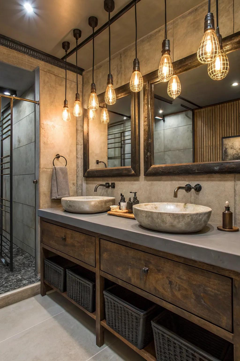 Industrial design lighting contributing to a modern vibe.