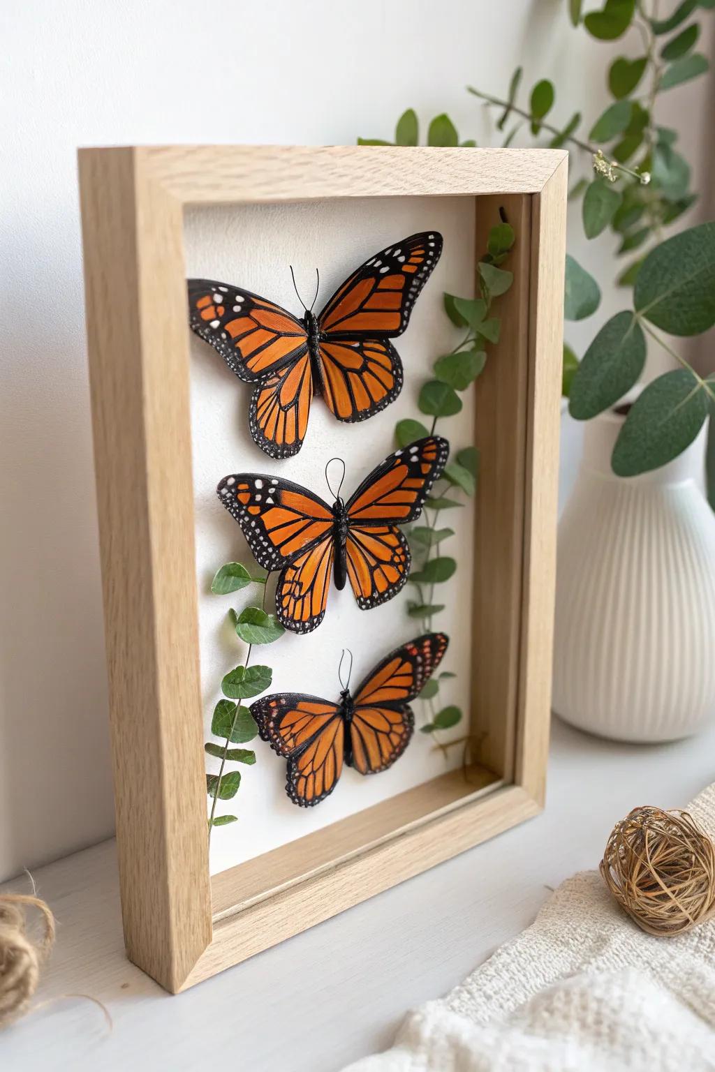 Capture the poise of nature with this exquisite butterfly encased display - a harmonious fusion of simplicity and elegance.